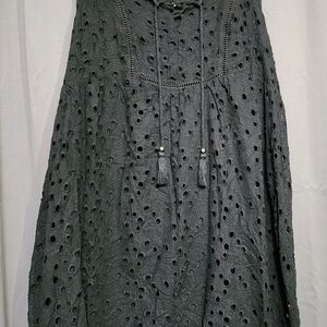 Knox Rose Charcoal Eyelet Midi Dress